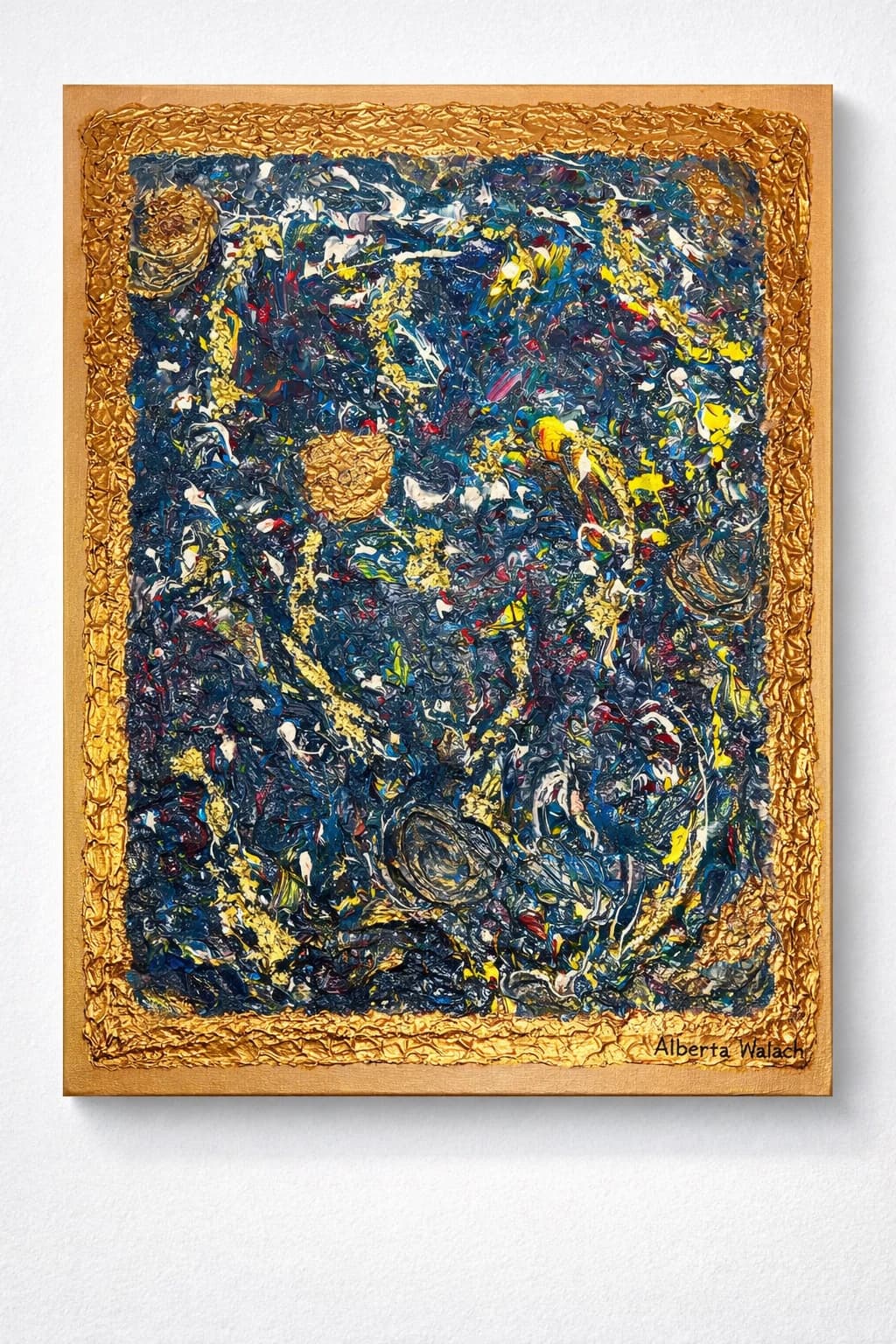 Acrylgemaelde 'Energie Farbimpulse' aus der Serie 'Orbitale Landschaften' von Aldona Waloch, 2026, 50 x 60 cm.