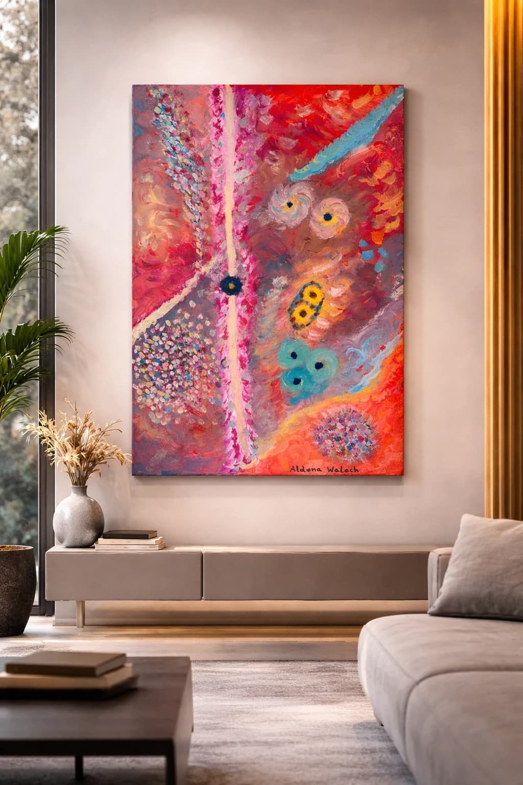 Acrylgemaelde 'Kosmische Ordnung' von Aldona Waloch, 2021, 40 x 60 cm.