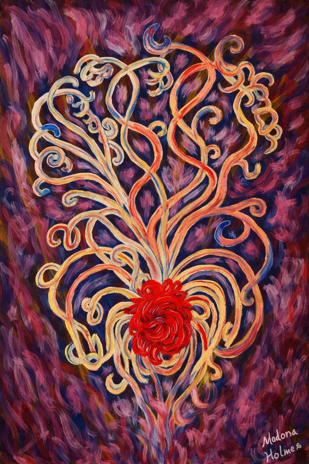 Acrylgemaelde 'Die Entstehung kosmischer Wege' von Aldona Waloch, 2021, 60 x 80 cm.