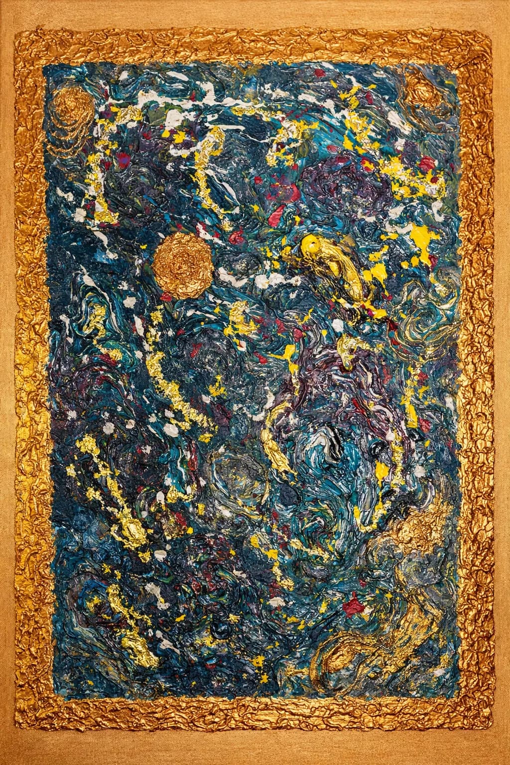 Acrylgemaelde 'Energie Farbimpulse' aus der Serie 'Orbitale Landschaften' von Aldona Waloch, 2026, 50 x 60 cm.