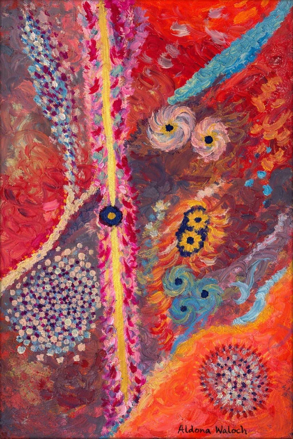 Acrylgemaelde 'Kosmische Ordnung' von Aldona Waloch, 2021, 40 x 60 cm.